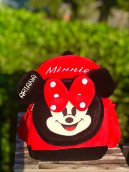Ghiozdan rosu plus personalizat Minnie Mouse