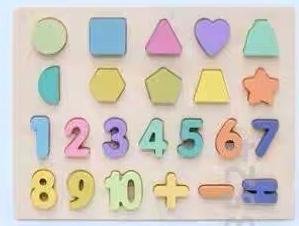Puzzle incastru lemn- Cifre, forme si simboluri matematice