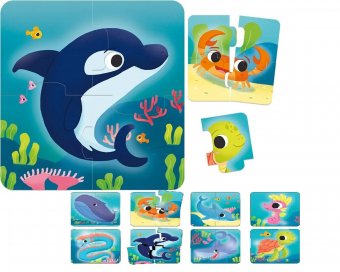 Puzzle din 4 piese pentru bebelusi – Animale marine, 8 modele