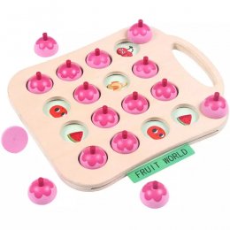 Joc de memorie din lemn cu 7 planse si butoni roz