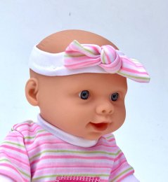 Jucarie Bebe cu bandana roz