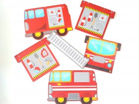 Puzzle 3D carton cu piese mari- Masina de pompieri