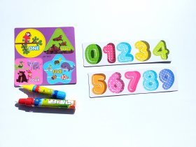 Carte de colorat cu apa si cu accesorii- Cifre